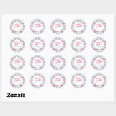 Blue Gingham  rode kerstwagens Ronde Sticker (Vel)