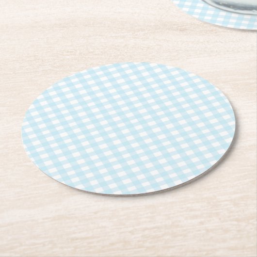 Blue Gingham Ronde Kartonnen Onderzetter (Gebogen)