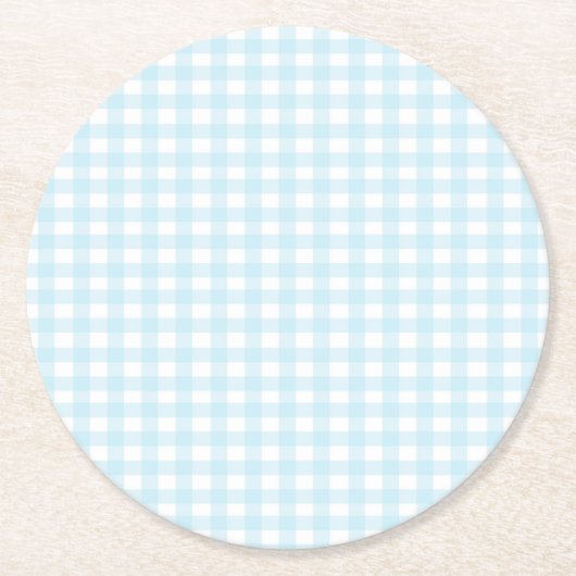 Blue Gingham Ronde Kartonnen Onderzetter (Voorkant)