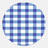 Blue Gingham Ronde Sticker (Voorkant)