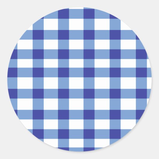 Blue Gingham Ronde Sticker (Voorkant)