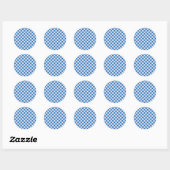 Blue Gingham Ronde Sticker (Vel)