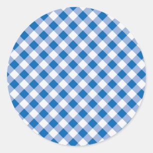 Blue Gingham Ronde Sticker