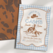 Blue Gingham Rope Rodeo Invitation Kaart