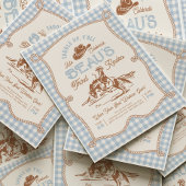 Blue Gingham Rope Rodeo Invitation Kaart