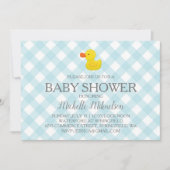 Blue Gingham Rubber Duckie Baby shower Kaart (Voorkant)