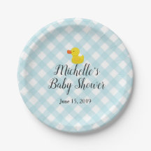 Blue Gingham Rubber Duckie Baby shower