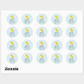 Blue Gingham Rubber Duckie Baby shower Ronde Sticker (Vel)