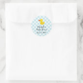 Blue Gingham Rubber Duckie Baby shower Ronde Sticker (Tas)
