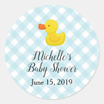 Blue Gingham Rubber Duckie Baby shower