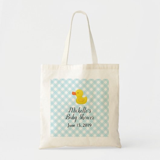 Blue Gingham Rubber Duckie Baby shower Tote Bag (Voorkant)