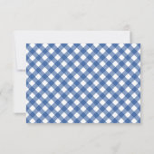 Blue Gingham Rustic Sunflower Wedding RSVP Kaartje (Achterkant)