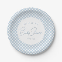 Blue gingham schattig eenvoudig gepersonaliseerd b papieren bordje