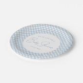 Blue gingham schattig eenvoudig gepersonaliseerd b papieren bordje (Gekanteld)