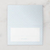 Blue gingham schattig eenvoudig jongen baby shower plaatskaartje (Buitenkant ongevouwen)