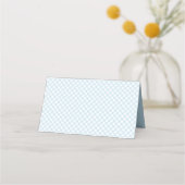 Blue gingham schattig eenvoudig jongen baby shower plaatskaartje (Achterkant)