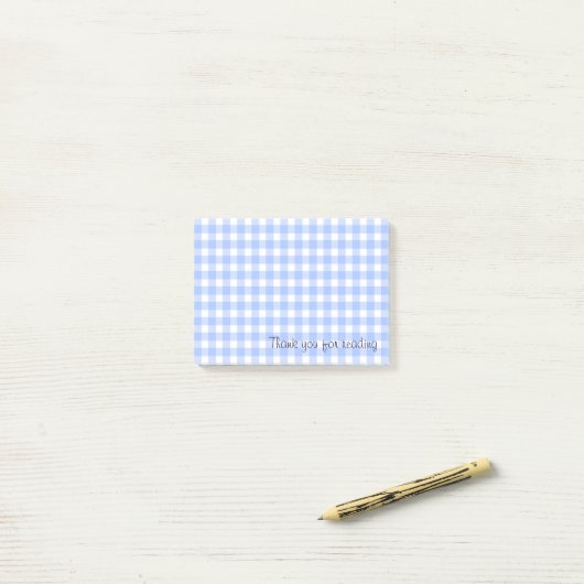 blue gingham schrijft post-it® notes (Op bureau)