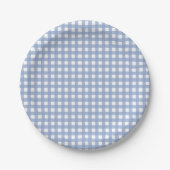Blue Gingham Serenity Blue Papieren Bordje (Voorkant)