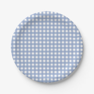 Blue Gingham Serenity Blue Papieren Bordje