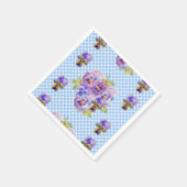 Blue Gingham Shabby Chic floral Serviette Napkins Servet (Hoek)
