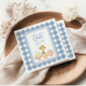  Blue Gingham Silly Goose 1st Birthday Servet
