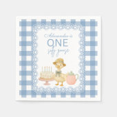 Blue Gingham Silly Goose 1st Birthday Servet (Voorkant)