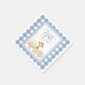 Blue Gingham Silly Goose 1st Birthday Servet (Hoek)