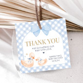 Blue Gingham Silly Goose Baby Shower Bedankjes Labels