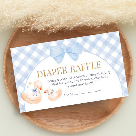 Blue Gingham Silly Goose Baby Shower Diaper Raffle Informatiekaartje
