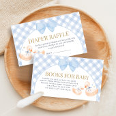 Blue Gingham Silly Goose Baby Shower Diaper Raffle Informatiekaartje