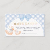 Blue Gingham Silly Goose Baby Shower Diaper Raffle Informatiekaartje (Voorkant)