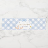 Blue Gingham Silly Goose Baby Shower Waterfles Etiket (Enkel label)