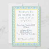 Blue Gingham Sip en See Bunting Baby Invitation Kaart (Achterkant)