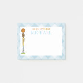 Blue Gingham Sportballen Kinder aangepaste lunchbo Post-it® Notes (Voorkant)