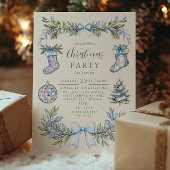 Blue Gingham Stocking Christmas Kaart