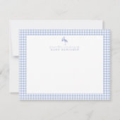 Blue Gingham Stork Nursery Note Card Kaart (Voorkant)