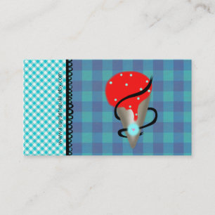 Blue Gingham Strawberry Ice Cream Visitekaartje