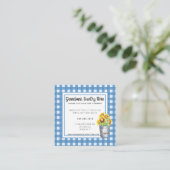 Blue Gingham & Sunflower Rustic Country Business Vierkante Visitekaartje (Staand voorkant)
