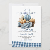 Blue Gingham Sweet Pumpkin Baby shower Kaart (Voorkant)