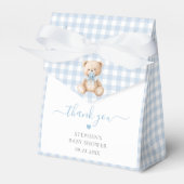 Blue Gingham Teddy Bear-Baby shower Bedankdoosjes (Voorkant Zijde)