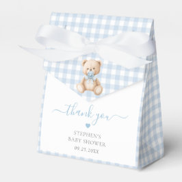 Blue Gingham Teddy Bear-Baby shower Bedankdoosjes