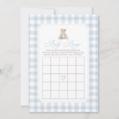 Blue Gingham Teddy Bear Baby Shower Bingo Card Kaart (Voorkant)