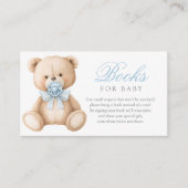 Blue Gingham Teddy Bear Baby shower Boek Verzoek Informatiekaartje (Voorkant)