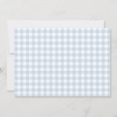 Blue Gingham Teddy Bear Baby shower Foto Kaart (Achterkant)
