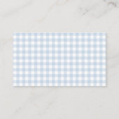 Blue Gingham Teddy Bear Baby shower Luier Raffle Informatiekaartje (Achterkant)