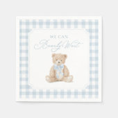 Blue Gingham Teddy Bear Baby Shower Servet (Voorkant)