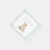 Blue Gingham Teddy Bear Baby Shower Servet (Hoek)