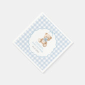 Blue Gingham Teddy Bear-Baby shower Servet (Hoek)