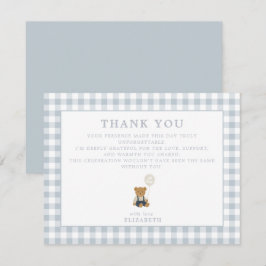 Blue Gingham Teddy Bear bedankt kaart