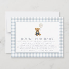 Blue Gingham Teddy Bear Boeken voor baby kaart